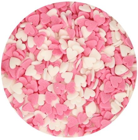 Hearts Pink/White Strössel