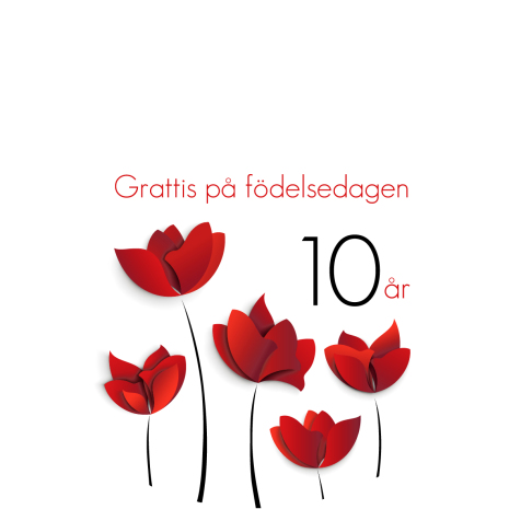 10år Röda blommor | Tårtbilder till 10 års dagen | HobbyPyssel