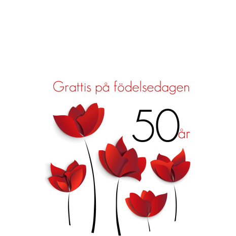 50 år Röda blommor | Tårtbilder till 50 års dagen | HobbyPyssel