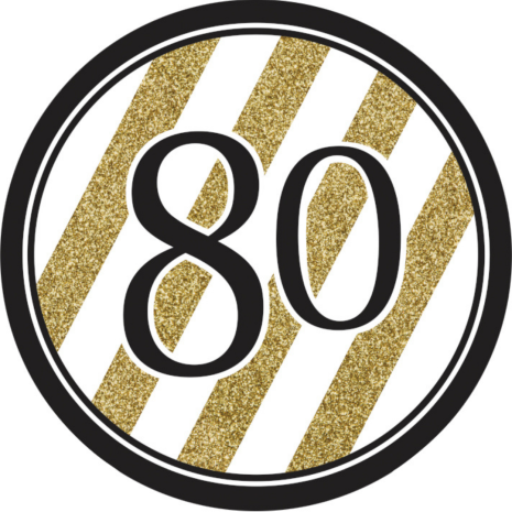 Partydax Birthday 80 år, sockeroblat Ø 19 cm | Partydax | HobbyPyssel