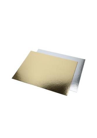 Tårtbricka rektangulär 40x30 cm, guld/silver