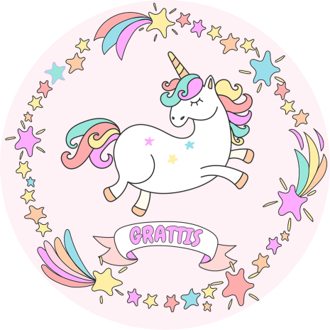 W&G / Kalaskungen Enhörning Grattis, sockeroblat Ø 19 cm | W&G - Kalaskungen | HobbyPyssel