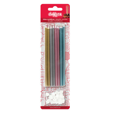 Tårtljus metallic i 4 färger, silver guld, blå och rosa | Tårtljus för både vuxna och barn | HobbyPyssel