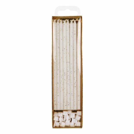 Tårtljus i vitt och glitter i guld | Tårtljus för både vuxna och barn | HobbyPyssel