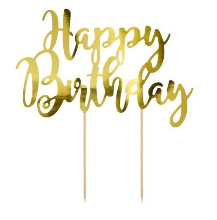 Cake Toppers Happy Birthday Guld