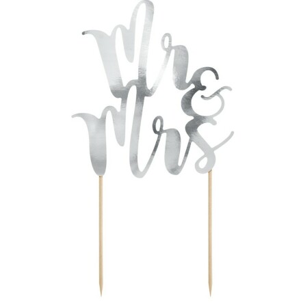 Cake Topper Mr & Mrs, silver