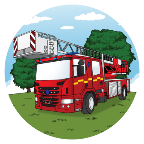 Brandbil och brandman, tårtbild | Brandbil Tårtbild | HobbyPyssel