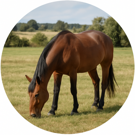 Tårtbild på häst som betar på fältet | Ätbara tårtbilder på Hästar | HobbyPyssel