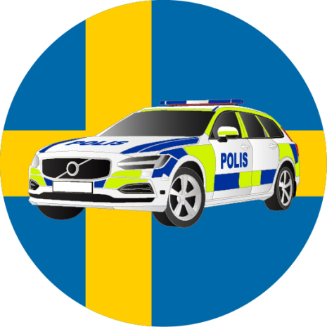Polisbil och polisman som kör, tårtbild | Polisbil Tårtbild | HobbyPyssel