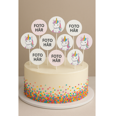 Rund Cake Topper, eget motiv  5 cm
