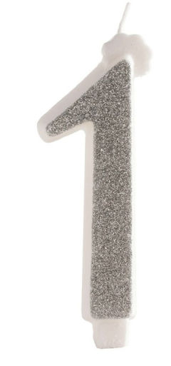 1 år tårtljus, silver | Tårtljus för både vuxna och barn | HobbyPyssel